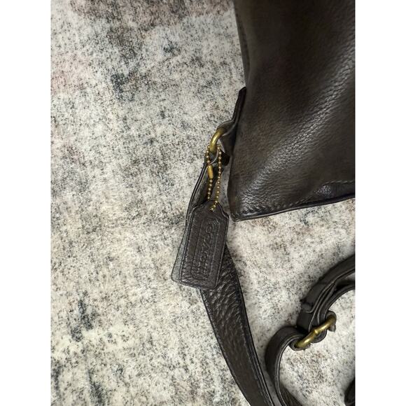 VTG COACH BROWN Green SONOMA SOFT BUCKET NATURAL GRAIN SHOULDER BAG Saddle 90’s - Picture 2 of 11